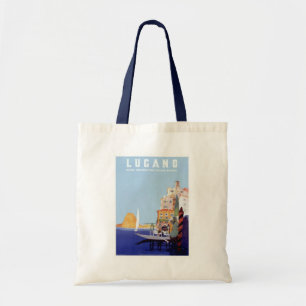 Bolsa Tote Vintage Lugano, poster de viagens da suiça