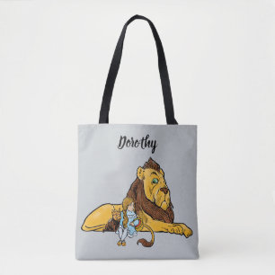 Bolsa Tote Vintage Mágico de Oz, Dorothy e Toto com Leão