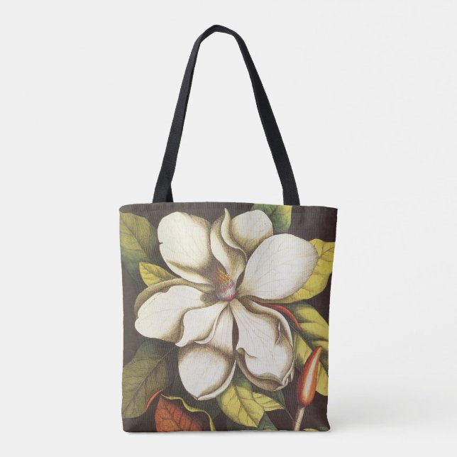 Bolsa Tote Vintage Magnolia Flowers Planta Com Sementes (Verso)