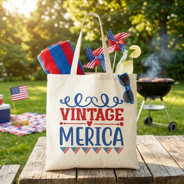 Bolsa Tote Vintage Merica Patriótico (Vintage Merica Patriotic Tote Bag)
