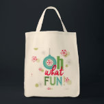 Bolsa Tote vintage moderna retro frase tipográfica de Natal<br><div class="desc">vintage moderna retrava a frase de tipografia natalina oh que divertido</div>