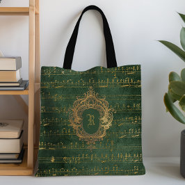 Bolsa Tote Vintage Monographic Crest Music Manuscrito Verde D