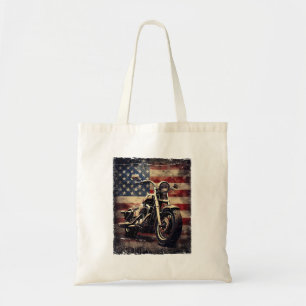 Bolsa Tote Vintage Motorcycle USA Flag Retro Biker American