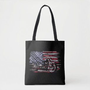Bolsa Tote Vintage Motorcycle USA Flag Retro Biker, Motorcycl
