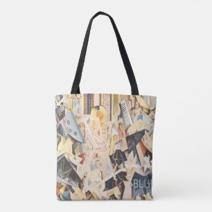 Bolsa Tote Vintage Music, Art Deco Jazz, Rhapsody em Azul