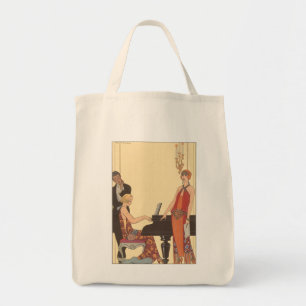 Bolsa Tote Vintage Music, Arte Deco Cantora Pianista