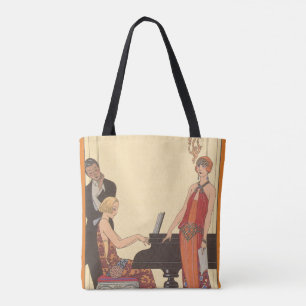 Bolsa Tote Vintage Music, Arte Deco Cantora Pianista