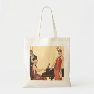 Bolsa Tote Vintage Music, Arte Deco Cantora Pianista