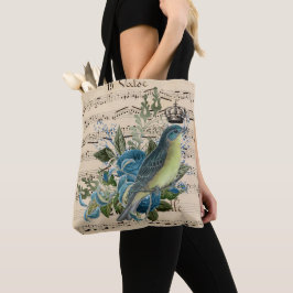 Bolsa Tote Vintage Music e Blue Bird Collage
