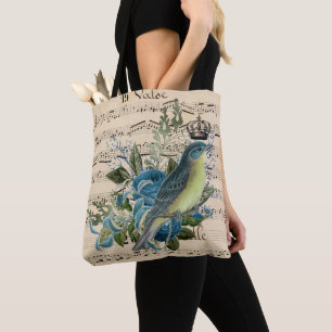 Bolsa Tote Vintage Music e Blue Bird Collage