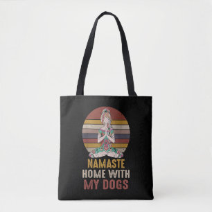 Bolsa Tote Vintage Namaste Home Com Meus Cães Tshirt Yoga Lov