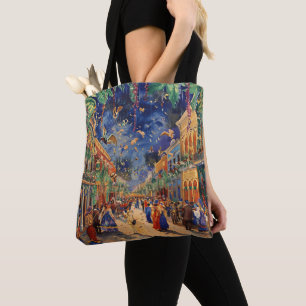 BOLSA TOTE VINTAGE NEW ORLEANS MARDI GRAS SCENE