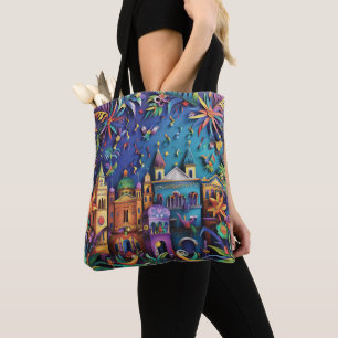 BOLSA TOTE VINTAGE NEW ORLEANS MARDI GRAS SCENE