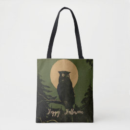 Bolsa Tote Vintage Owl no Dia das Bruxas à Lua Personalizado