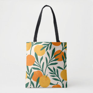 Bolsa Tote Vintage padrão uniforme com mandarinas. Trendy ha