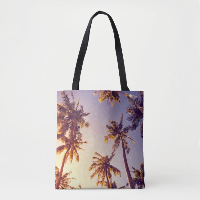 Bolsa Tote Vintage Palm Trees Blue Sky (Frente)