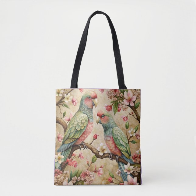 Bolsa Tote Vintage Parrots Art (Frente)