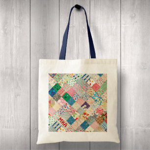 Bolsa Tote Vintage Patchwork Impressão Tote Bag