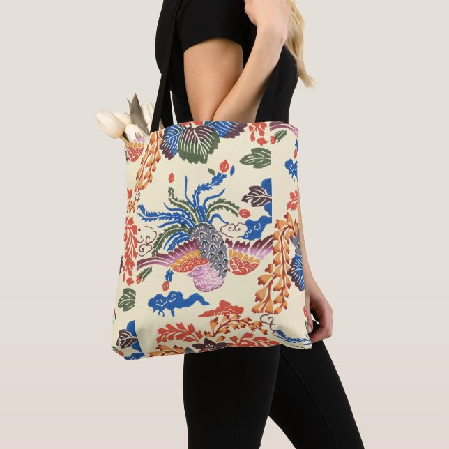 Bolsa Tote Vintage Pattern Bingata: Paulownia e Phoenix (Close Up)