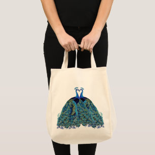 Bolsa Tote Vintage Peacocks beijando presentes de casamento