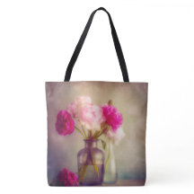 Vintage Peony Buquê em Vaso de Vidro