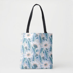 Bolsa Tote Vintage pintado manualmente padrão floral com bra
