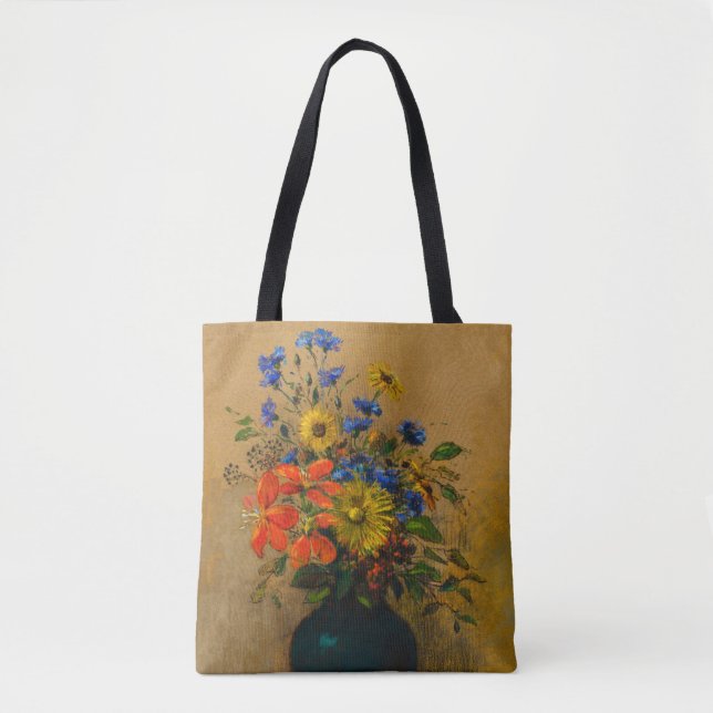 Bolsa Tote Vintage pintando flores silvestres (Frente)