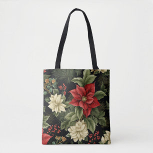 Bolsa Tote Vintage Poinsettia Patterna Natal