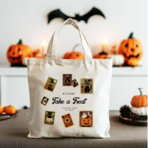 Bolsa Tote Vintage Postage Stamps Halloween