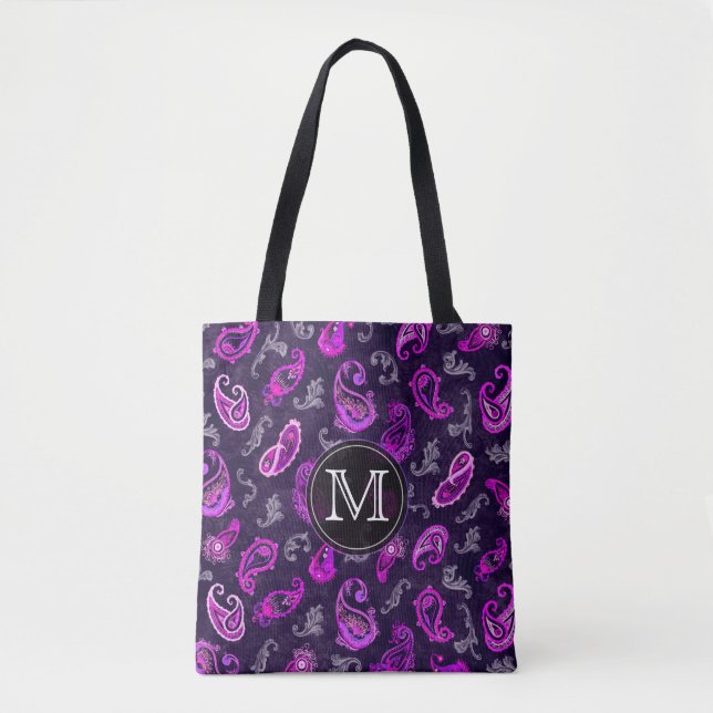 Bolsa Tote Vintage Purple Paisley (Frente)