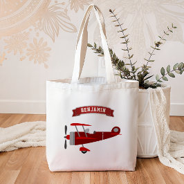 Bolsa Tote Vintage Red Retro Airplane Kids