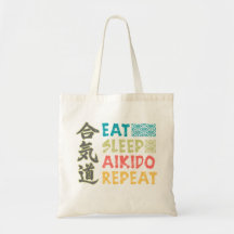 Vintage Retro Comendo Sono Aikido Repetir Tote Bag