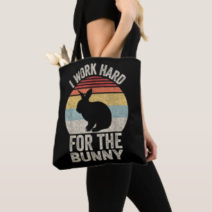 Bolsa Tote Vintage Retro Eu Trabalho Duro Para o Coelho