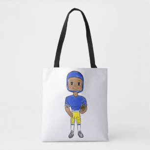 Bolsa Tote vintage retro jogador de futebol azul amarelo simp