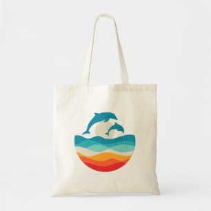 Bolsa Tote Vintage Retro Summer Time Dolphin Beach