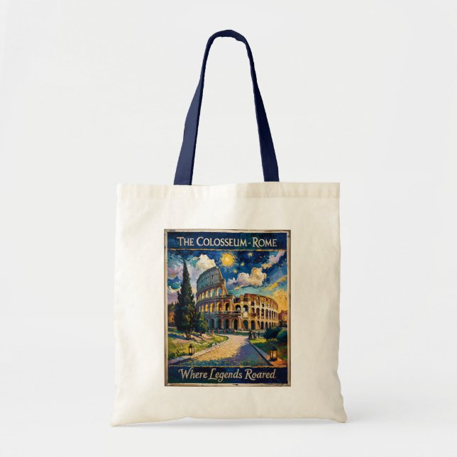 Bolsa Tote Vintage Rome Colosseum Starry Night Impressionist  (Frente)