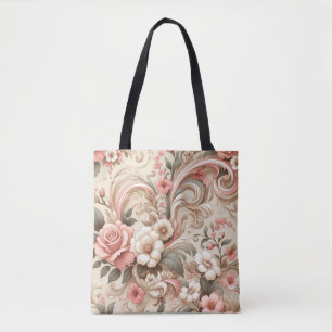 Bolsa Tote Vintage Rosa Garden Scrowork