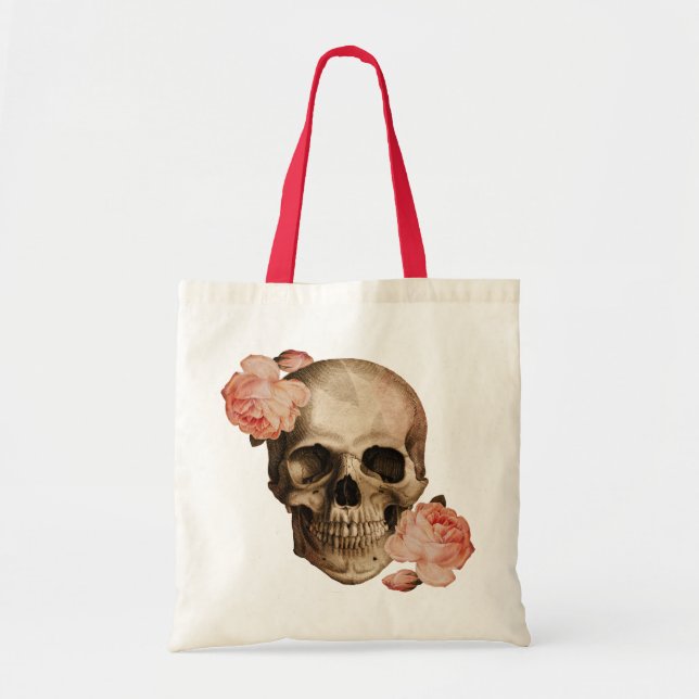 Bolsa Tote Vintage Rosa Skull Collage (Frente)