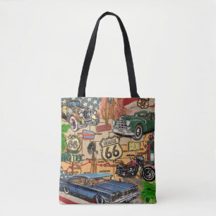 Bolsa Tote Vintage Route 66, poster nostálgico.