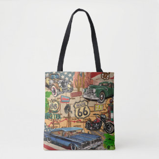Bolsa Tote Vintage Route 66, poster nostálgico.