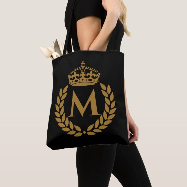 Bolsa Tote Vintage Royal King Ouro Crown Name (Close Up)