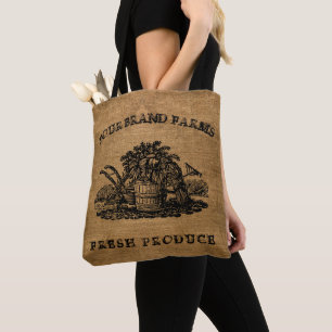 Bolsa Tote Vintage Rustic Faux Burlap Garden, Modelo