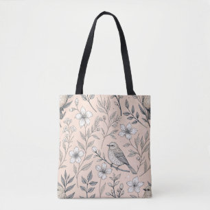 Bolsa Tote Vintage Sakura Cherry Blossom & Bird Aestética 3