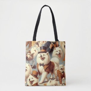 Bolsa Tote Vintage Samoyed Dog Seless Painting