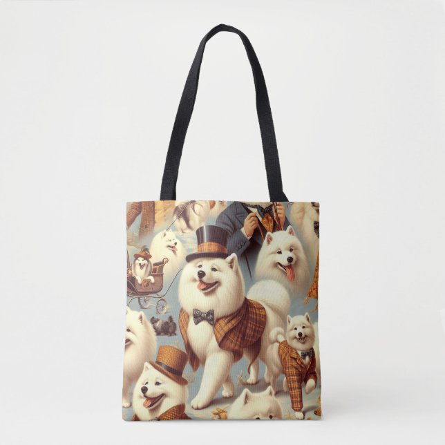 Bolsa Tote Vintage Samoyed Dog Seless Painting (Frente)