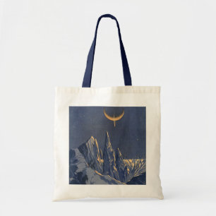 Bolsa Tote Vintage Science Ficet, Crescent Moon Snow Planet