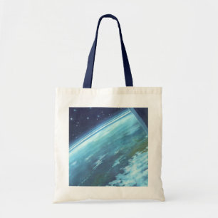Bolsa Tote Vintage Science Fiction, Earth at Night with Stars