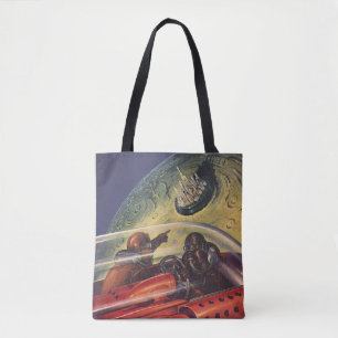 Bolsa Tote Vintage Science Fiction, Futuristic City on Moon