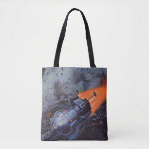 Bolsa Tote Vintage Science Fiction, Moon Rocket Off