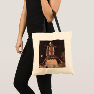 Bolsa Tote Vintage Science Fiction Rocket explode fora do pla